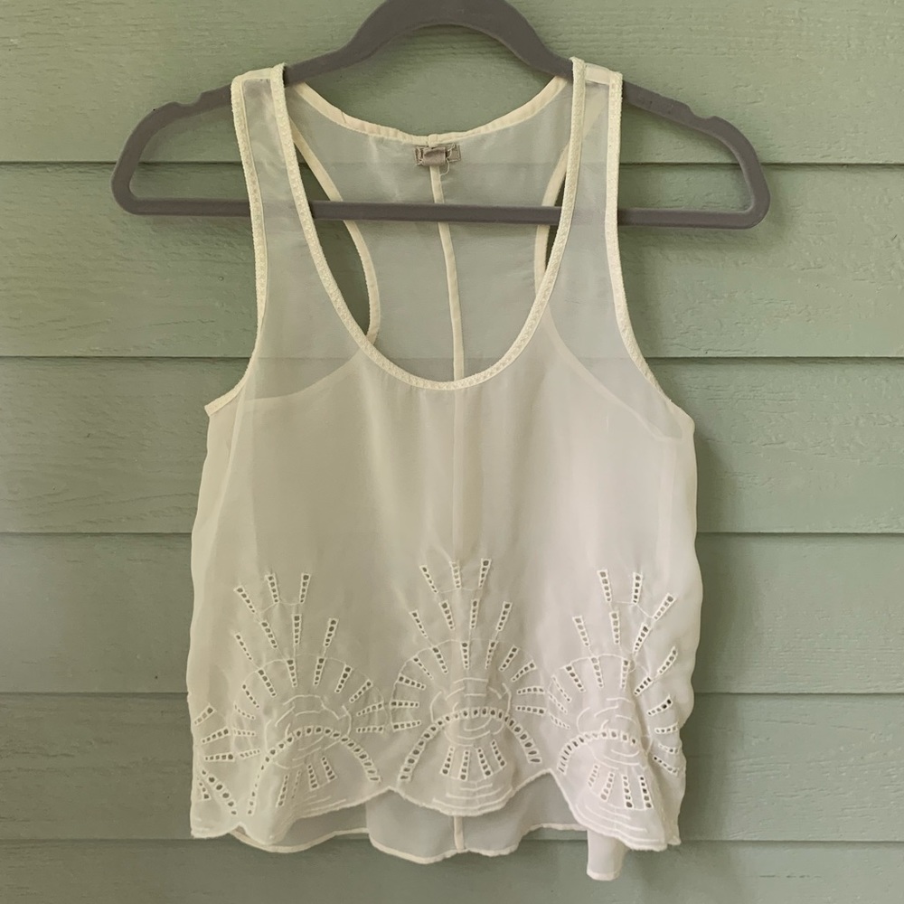 Sheer Off-White Tank Top